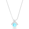 Textured Larimar Penguin Rhodium Over Sterling Silver Adjustable Necklace