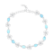 Pear Shaped Larimar Rhodium Over Sterling Silver Flower Bracelet