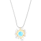 Larimar Sun Rhodium Over Sterling Silver with Rose Gold Adjustable Necklace