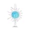 Round Larimar Sunburst Rhodium Over Sterling Silver Ring