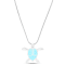 Larimar Swimming Turtle Rhodium Over Sterling Silver Adjustable Necklace