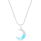 Larimar Crescent Moon Rhodium Over Sterling Silver Adjustable Necklace