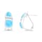Larimar and Cubic Zirconia Row Omega Rhodium Over Sterling Silver Huggie Earring