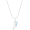 Larimar Double Dolphin Rhodium Over Sterling Silver Adjustable Necklace