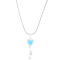 Larimar Heart and Key Rhodium Over Sterling Silver Adjustable Necklace
