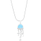 Larimar and Cubic Zirconia Dangling Jellyfish Rhodium Over Sterling
Silver Adjustable Necklace