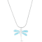 Larimar Dragonfly Rhodium Over Sterling Silver Adjustable Necklace