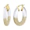 14K Yellow Gold Over Sterling Silver Gold Glitter Flat Oval Hoops in Clear