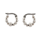 18K White Gold Polished and Diamond Cut Bead Hoop Earrings