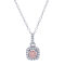 1/2 Ct. T.W. Pink and White Lab Grown Diamond Halo 14K White Gold Pendant