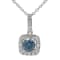 1 1/2 Ct. T.W. Blue and White Lab Grown Diamond Halo 14K White Gold Pendant