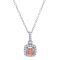1/2 Ct. T.W. Orange and White Lab Grown Diamond Halo 14K White Gold Pendant