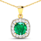 2.0ctw 14K Yellow Gold Zambian Emerald and White Diamond Pendant with 18
inch Cable Chain