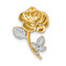 14K Two-tone Gold  Polished and Textured Rose Chain Slide Pendant