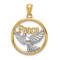 14K Yellow Gold with Rhodium Polished Peace Dove Pendant