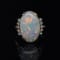 Ethiopian Opal Oval Cabochon and Round Diamond 14K Yellow Gold Ring, 8.71ctw