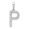 Rhodium Over 14k White Gold Diamond Letter P Initial Pendant