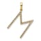 14K Yellow Gold Diamond Letter M Initial Pendant
