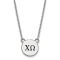 Rhodium Over Sterling Silver LogoArt Chi Omega Small Enamel Pendant Necklace