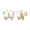 Mother-Of-Pearl And CZ Butterfly Stud Earrings In 14K Gold Over Brass