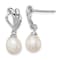 Rhodium Over Sterling Silver 7-8mm White Freshwater Cultured Pearl Post
Dangle Earrings