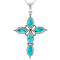 Turquoise Cross Enhancer With Chain In Sterling Silver