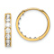 14k Yellow Gold 5/8" Hinged Hoop Earrings with Cubic Zirconia Stones