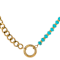 Turquoise Bead And Curb Link Layered Bracelet In Gold-Tone