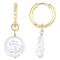 Freshwater Pearl Drop Earrings 9mm In 14K Gold Over Sterling Silver