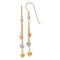 14k Yellow Gold, 14k White Gold and 14k Rose Gold Diamond-Cut Triple
Heart Dangle Earrings