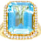 Blue Topaz And White Zircon Ring In 18K Gold Over Sterling Silver 11.93ctw