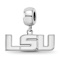 Sterling Silver Rhodium-plated LogoArt Louisiana State University Small
Dangle Bead