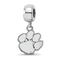 Sterling Silver Rhodium-plated LogoArt Clemson University Small Dangle Bead