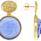 Blue Venetian Glass Medusa Cameo Earrings In 18K Gold Over Sterling Silver
