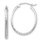 Rhodium Over 14k White Gold Diamond-Cut 1" Oval Hoop Earrings