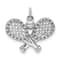 Rhodium Over 14k White Gold Textured Diamond Rackets and Ball Pendant