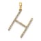 14K Yellow Gold Diamond Letter H Initial Pendant