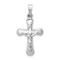 Rhodium Over 14k White Gold Polished Brushed INRI Rounded Crucifix Pendant