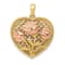 14k Two-tone Gold Polished and Textured Flowers in Heart Pendant