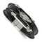 Black Leather and Stainless Steel Polished Feather Multi-Strand
8.25-inch Bracelet