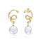 Pear Shape Freshwater Pearl Spiral Drop Earrings In 14K Gold Over
Sterling Silver