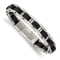 Black Leather and Stainless Steel Brushed 7.75-inch with 0.5-inch
Extension Bracelet