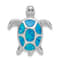Rhodium Over Sterling Silver Lab Created Blue Opal Turtle Slide Pendant