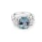 12x10mm Oval Aquamarine and White CZ Rhodium Over Sterling Silver Ring, 3.75ctw