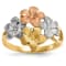 14K Polished and Satin Diamond-cut 4-Plumeria Ring