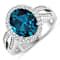 4.09 ctw Oval London Blue Topaz and Diamond 14K White Gold Split Shank
Halo Ring