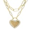 Heart Paperclip Pendant With CZ Necklace In 18k Gold Over Sterling Silver