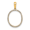 14K Yellow Gold Diamond Letter O Initial Pendant