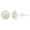 6mm Round Opal 1/5 ctw Diamond Rhodium Over Sterling Silver Halo Stud Earrings