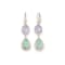 14K Yellow Gold Pink Amethyst and Green Prasiolite Leverback Dangle Earrings